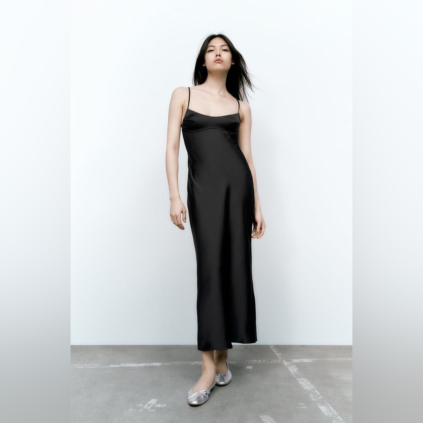 Zara Satin Effect Cut Out Dress